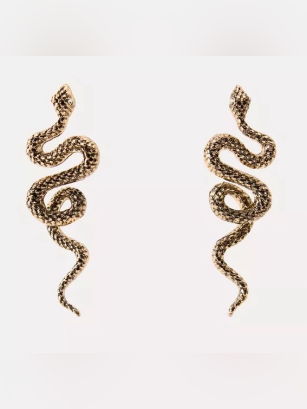 BRAND NEW! ZARA Serpent Brass & Crystal Drop Earrings